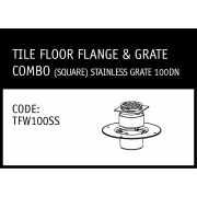 Marley Solvent Joint Tile Floor Flanged & Stainless Grate Combo (Square) 100DN - TFW100SS